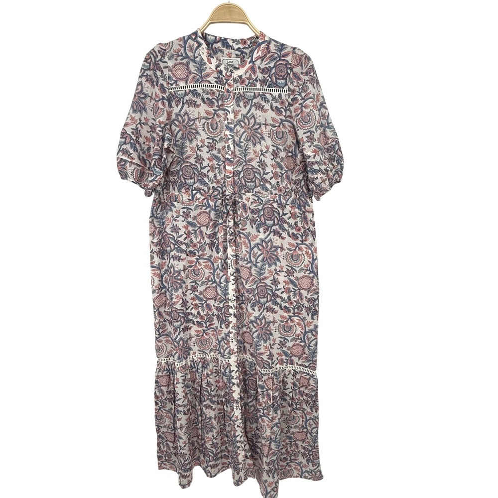 Love Tomas Emerson Fry Lucy 4 Dress Womens L Blue Floral NWT Boho Midi